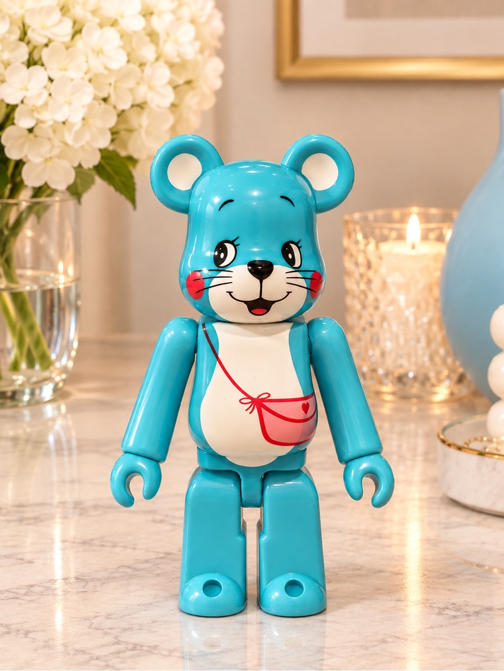 BEARBRICK BE@RBRICK Series 31 — Animal “Blue Bear” Pink Purse by Medicom Toy EUC